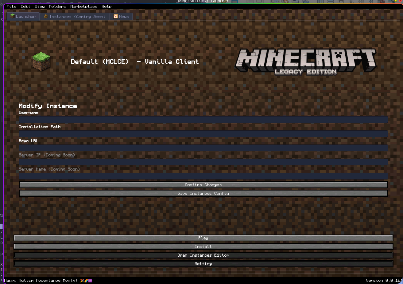 Screnshot of the launcher