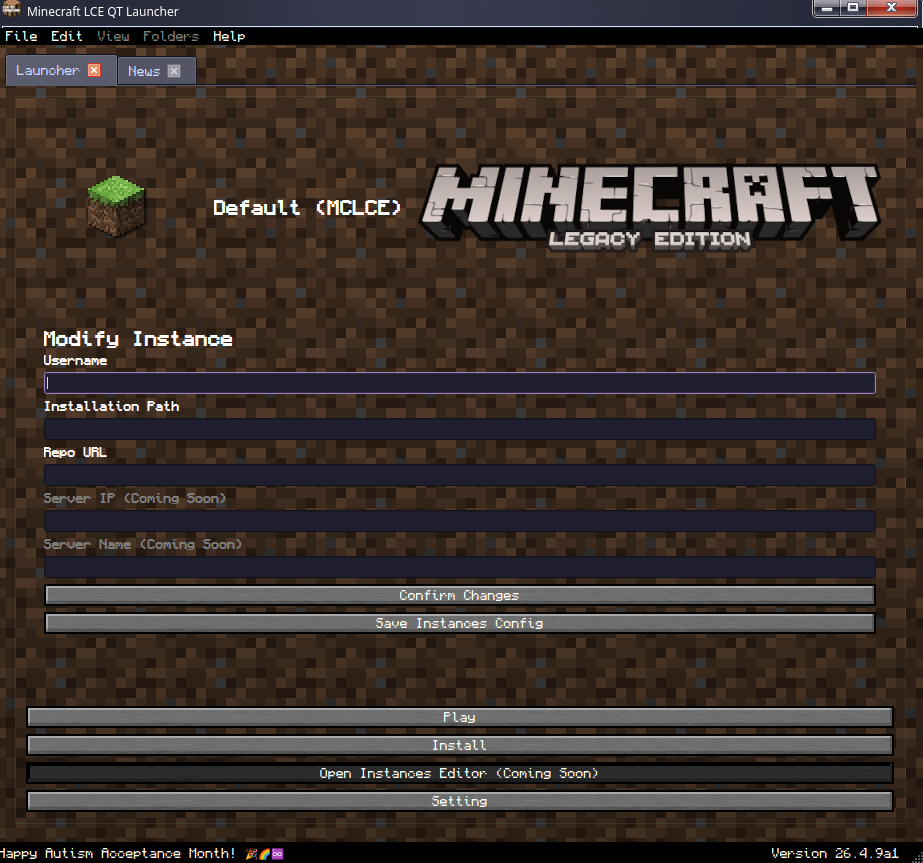 Screnshot of the launcher